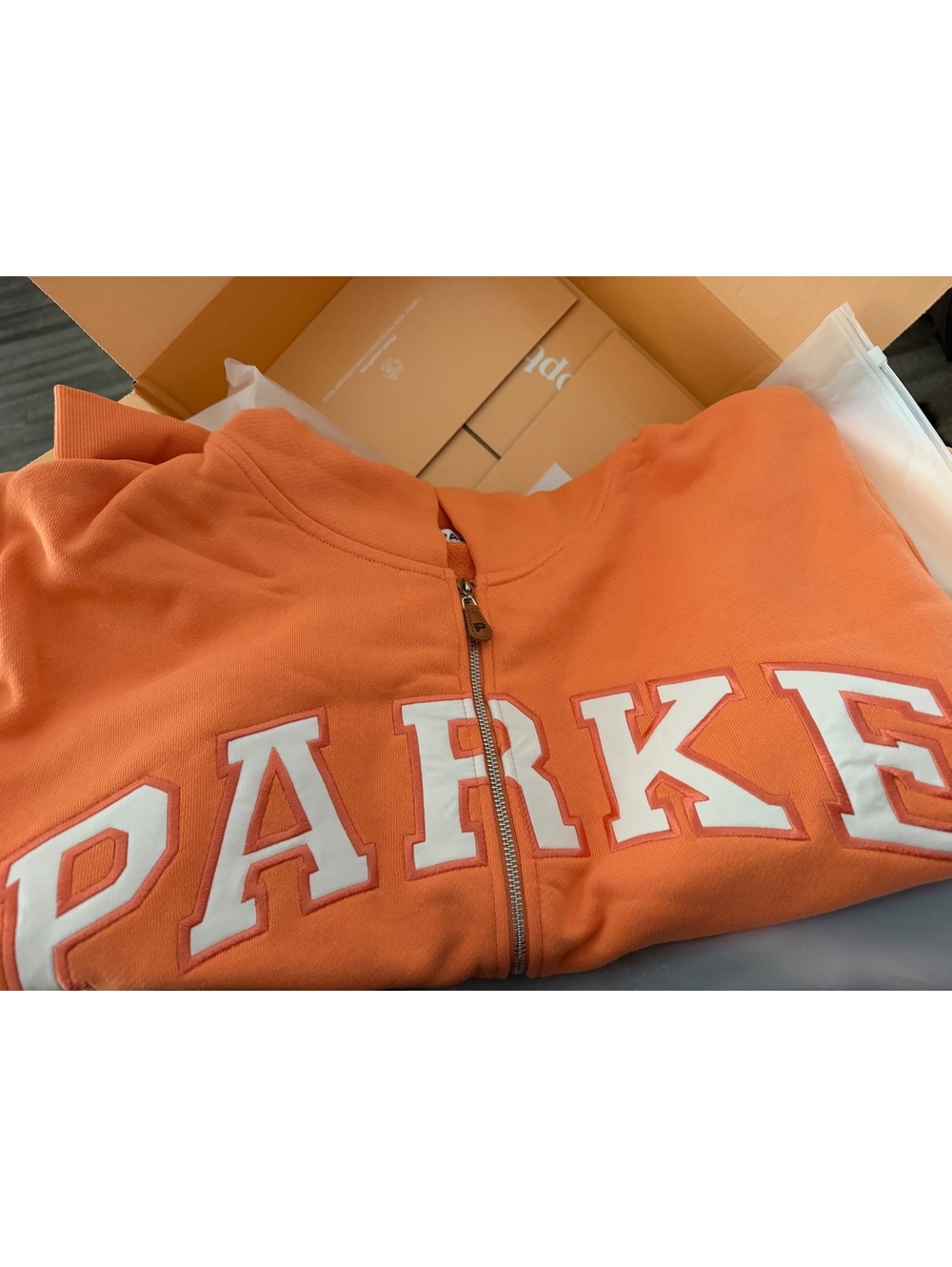 Parke Heritage Creamsicle Zip-Up Varsity Hoodie L/XL NWT SOLD OUT